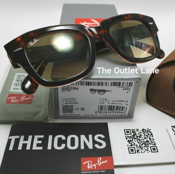 Model Display RayBan State Street Tortoise RB2186 Gradient Brown - Picture 1 of 16